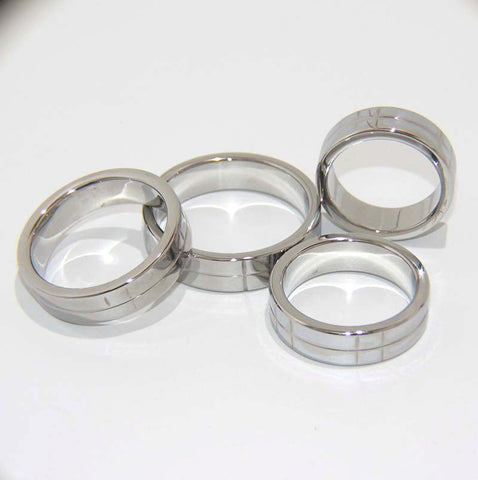 Hells Couture Steel Grooved Cock Ring Medical Grade Stainless Steel - Cock Rings