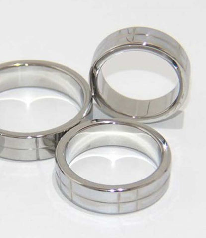 Hells Couture Steel Grooved Cock Ring Medical Grade Stainless Steel - Cock Rings
