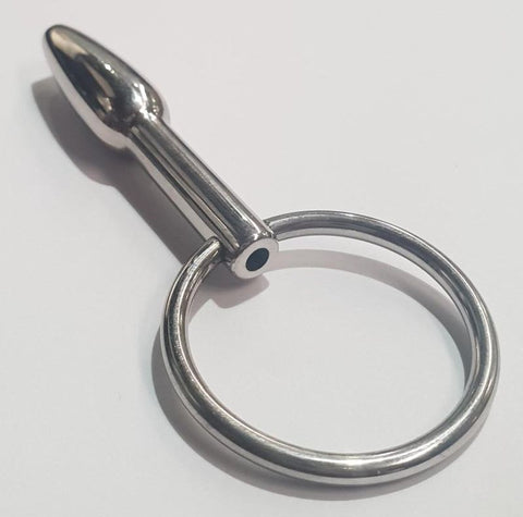 Steel Pleasures Penis Plug Olive Cum Thru with Ring Medical Grade Steel - Penis Plugs