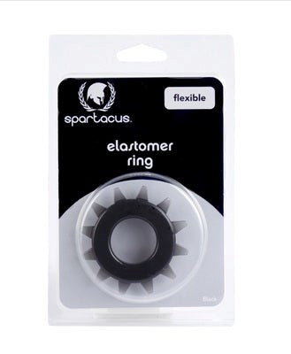 Spartacus Enterprises Stud Elastomer C Ring Black Stretchy Adult Sex Toy - Ball and Cock Toys