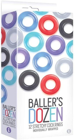 The 9s Ballers Dozen 12 Stretchy Cock Rings and Stackable Design - Cock Ring Sets