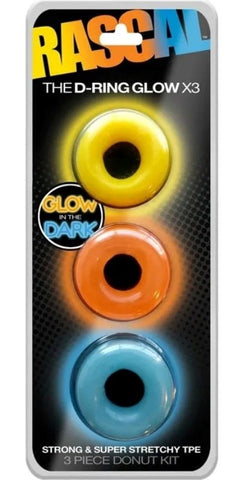 C1R Releasing The D Ring Glow X3 Glow in the Dark Cock Ring Set - Ball and Cock Toys