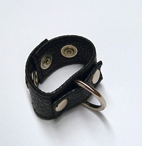 BDStyle Tight Leather Cock Ring with D Ring Adjustable Snap Design - Cock Rings