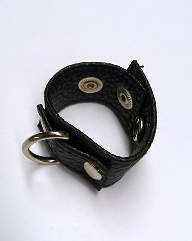 BDStyle Tight Leather Cock Ring with D Ring Adjustable Snap Design - Cock Rings