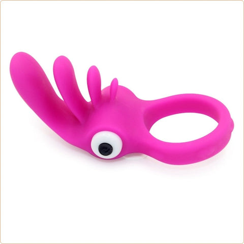 BDStyle Tongue Vibration Cock Ring with Tongue Stimulator - Ball and Cock Toys
