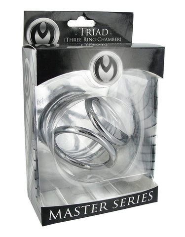 XR Brands Triad Chamber Cock and Ball Cage Chrome Steel Design - Steel Cock Rings