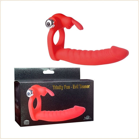 BDStyle Trinity Fun Lovers Beads Vibrating Cock Ring with Dual Stimulation - Ball and Cock Toys