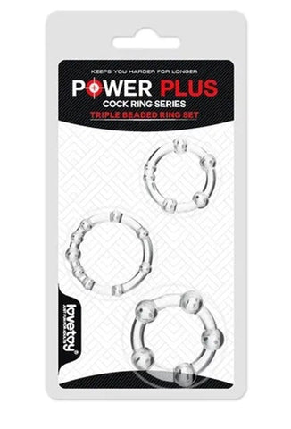Lovetoy Triple Beaded Ring Set Three Sizes for Enhanced Performance - Ball and Cock Toys