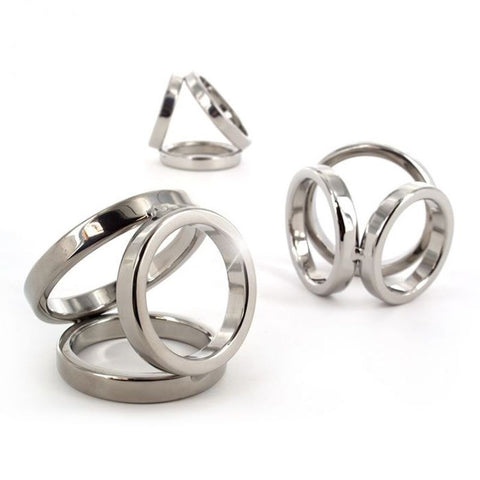 Hells Couture Triple Cock and Ball Ring Surgical Steel Enhancement - Cock Rings