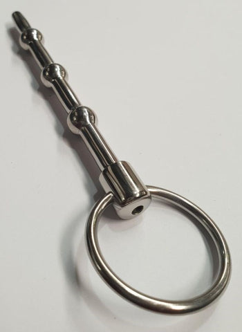 Hells Couture Triple Orb Cum Thru Penis Plug Medical Grade Steel - Penis Plugs