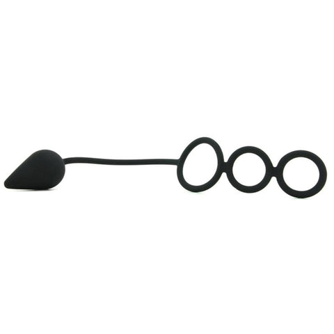 XR Brands Triple Threat Silicone Tri Cock Ring and Anal Plug Dual Stimulation - Cock Rings