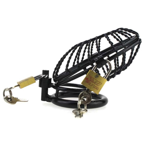 BDStyle Twisted Side Entry Chastity Device with Adjustable Ball Rings - Male Chastity