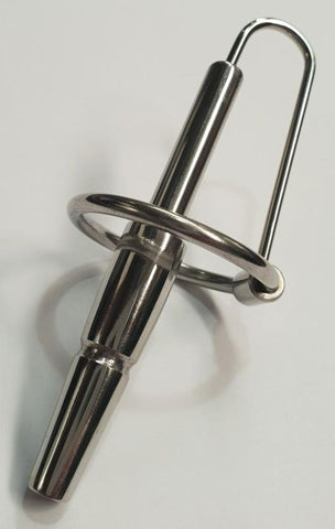Hells Couture Urethral Ridged Probe With Glans Ring Medical Steel - Penis Plugs