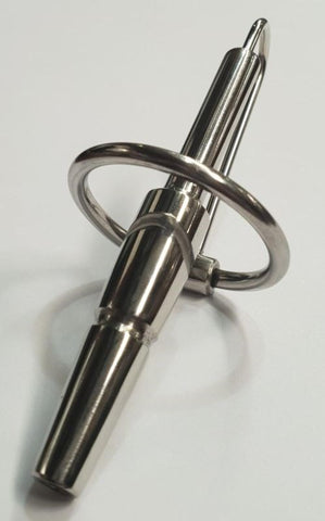 Hells Couture Urethral Ridged Probe With Glans Ring Medical Steel - Penis Plugs