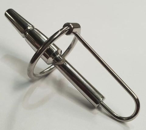 Hells Couture Urethral Ridged Probe With Glans Ring Medical Steel - Penis Plugs