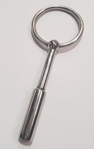 Hells Couture UTube Slender Two Stage Penis Plug with Ring Surgical Steel - Penis Plugs