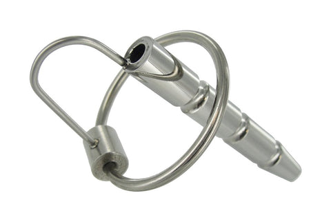 XR Brands Vex Penis Jewel Stainless Steel Penis Plug with Hinged Ring - Penis Plugs