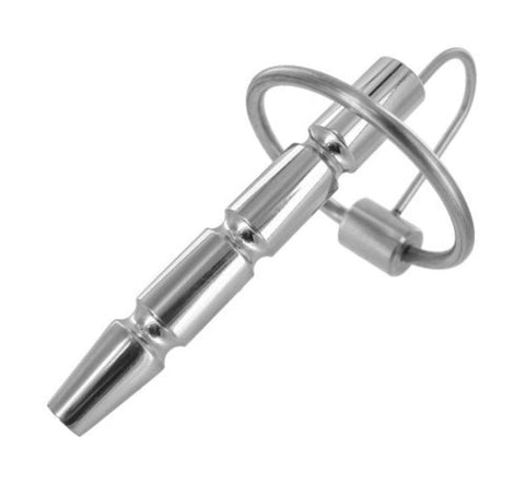 XR Brands Vex Penis Jewel Stainless Steel Penis Plug with Hinged Ring - Penis Plugs