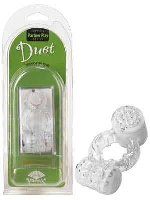 Vibratex Duet Cock Ring Clear with Dual Vibrating Motors - Cock Rings