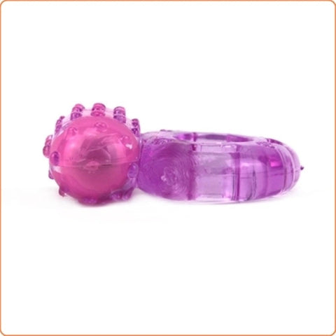 BDStyle Vibrating Cock Ring Purple TPR Waterproof Design - Ball and Cock Toys