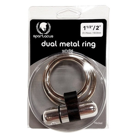 Spartacus Enterprises Vibrating Dual Metal C Ring with Bullet Cock Ring - Cock Rings