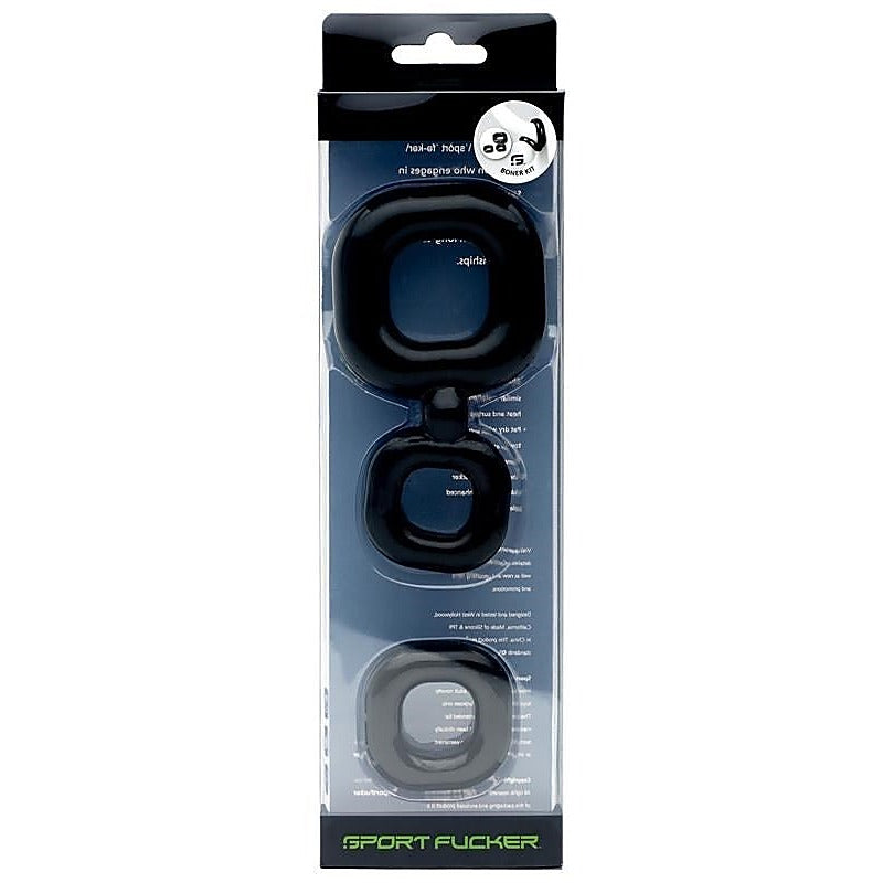 Sport Fucker Customizable Pleasure Enhancer The Boner Kit Cock Ring Set - Cock Ring Sets