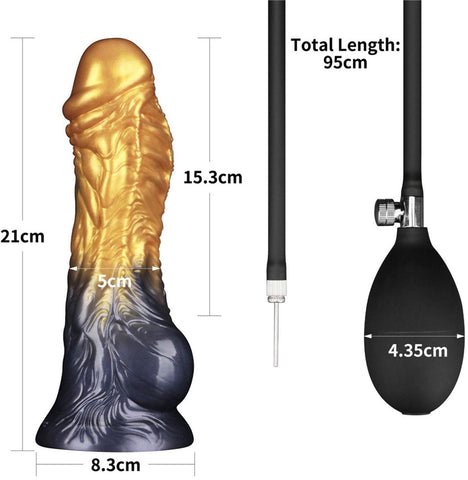 Lovetoy Aerosx Dual Density Fantasy Dildo Gold/Blue Inflatable Design - Realistic Dildos