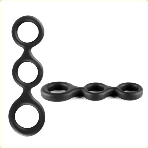NANMA Corporation X MEN Liquid Silicone Three Ring Cock Ring Waterproof Design - Ball and Cock Toys