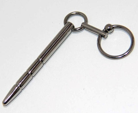Hells Couture Xtube Steel Ribbed Penis Plug Wand with Glans Ring - Penis Plugs