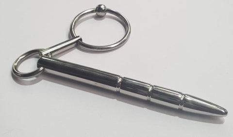 Hells Couture Xtube Steel Ribbed Penis Plug Wand with Glans Ring - Penis Plugs