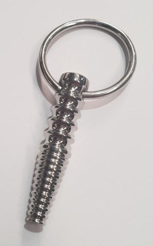 Hells Couture Ynaija Ribbed Metal Penis Plug With O Ring Surgical Steel - Penis Plugs