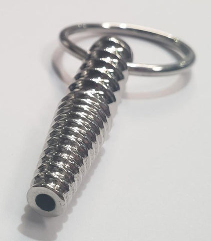 Hells Couture Ynaija Ribbed Metal Penis Plug With O Ring Surgical Steel - Penis Plugs
