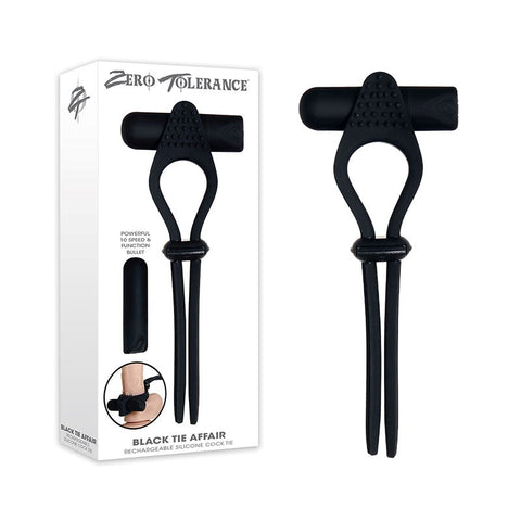 Evolved Zero Tolerance Black Tie Affair Vibrating Penis Ring Adjustable Fit - Vibrating Cock Rings