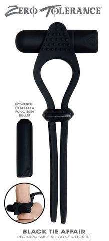 Evolved Zero Tolerance Black Tie Affair Vibrating Penis Ring Adjustable Fit - Vibrating Cock Rings