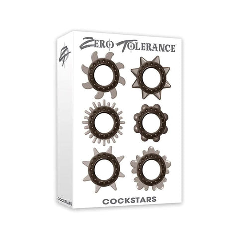 Evolved Zero Tolerance Cockstars 6 Pack Cock Ring Set with 6 Textures - Cock Ring Sets