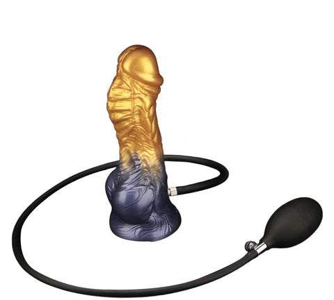Lovetoy Aerosx Dual Density Fantasy Dildo Gold/Blue Inflatable Design - Realistic Dildos