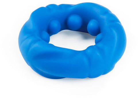 Lovetoy Pinnacle Pro Ridge Bump Stretcher Mens Cock Ring Blue Premium Silicone - Stretchy Cock Rings