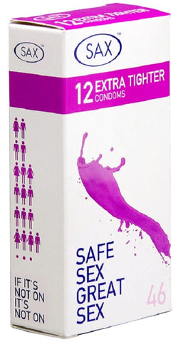 Sax 12 Extra Tighter Fit Condoms Enhanced Sensation and Security - Condoms