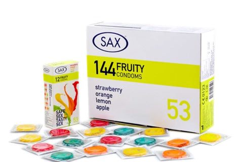 Sax 12 Fruity Condoms Flavored Latex Protection - Condoms