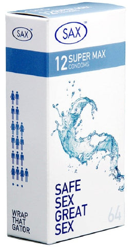 Sax 12 Super Max Condoms 64mm Width Extra Large Protection - Condoms