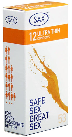 Sax 12 Ultra Thin Condoms for Enhanced Sensation During Intercourse - Condoms