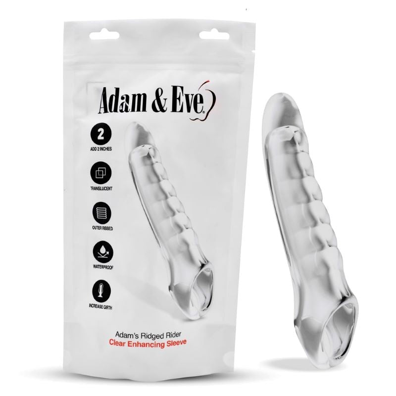 Adam & Eve RIDGED RIDER Waterproof Penis Extender - - Pumps, Extenders and Sleeves