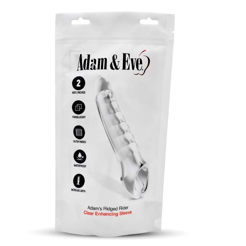 Adam & Eve RIDGED RIDER Waterproof Penis Extender - - Pumps, Extenders and Sleeves