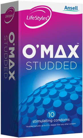 Ansell LifeStyles O Max Condoms 10 Pack with Larger Textured Studs - Condoms