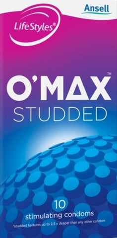 Ansell LifeStyles O Max Condoms 10 Pack with Larger Textured Studs - Condoms