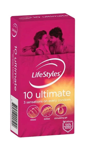 Ansell LifeStyles Ultimate 10pack Ribbed Dotted Textured Condoms - Condoms