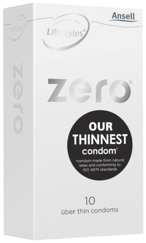Ansell Zero Uber Thin Condom with Dots 10 pack Ultra Thin Textured Latex - Condoms