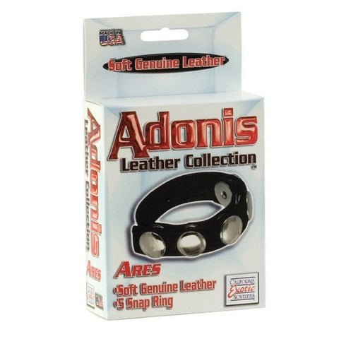 California Exotics Ares Leather Multi Snap Cock Ring - Cock Rings