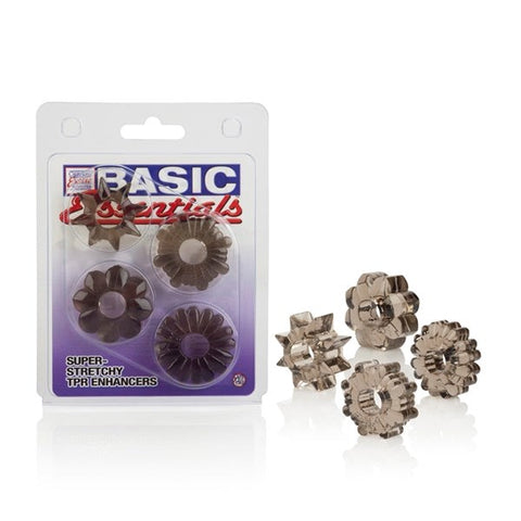Basic Essentials Set of 4 Super Stretchy Cock Rings - Stretchy Cock Rings