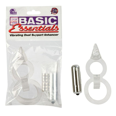 Basic Essentials Vibrating Dual Support Enhancer Cock Ring - Cock Rings